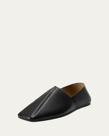Loewe Men's Origami Leather Square-Toe Slippers | Thumbnail 2