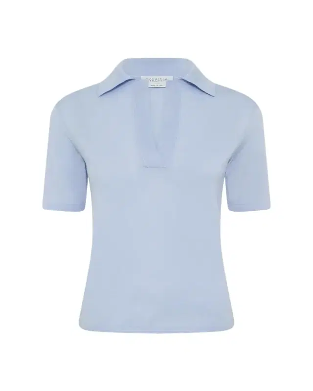Gabriela Hearst Caius Short-Sleeve Wool-Silk Polo Sweater