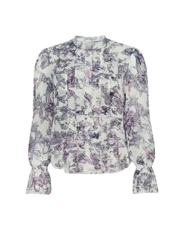 L'Agence Eunice Ruffle-Sleeve Blouse