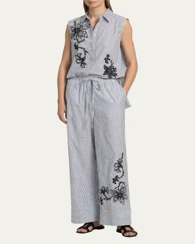 Kobi Halperin Callie Embroidered Striped Wide-Leg Pants | Thumbnail 2 Kobi Halperin Callie Embroidered Striped Wide-Leg Pants | Thumbnail 2