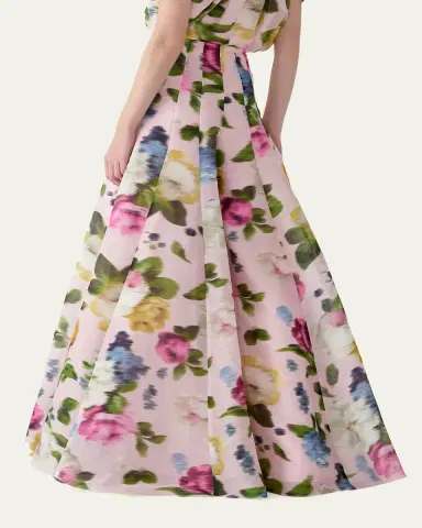 Carolina Herrera Iris Floral Silk-Linen Faille Wide-Leg Skirt Pants | Thumbnail 3 Carolina Herrera Iris Floral Silk-Linen Faille Wide-Leg Skirt Pants | Thumbnail 3