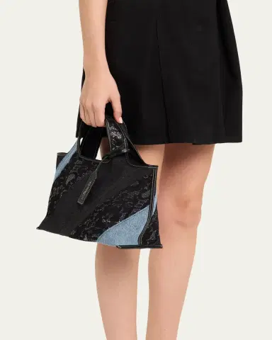 3.1 Phillip Lim Patchwork Lace & Denim Mini Market Tote Bag | Thumbnail 2