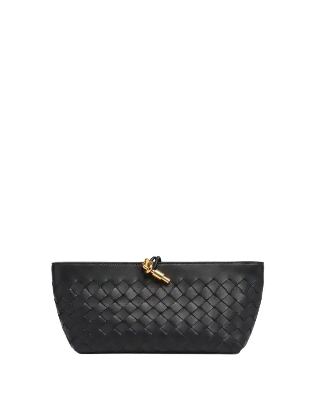 Bottega Veneta Andiamo Knot-Embellished Leather Clutch Bag