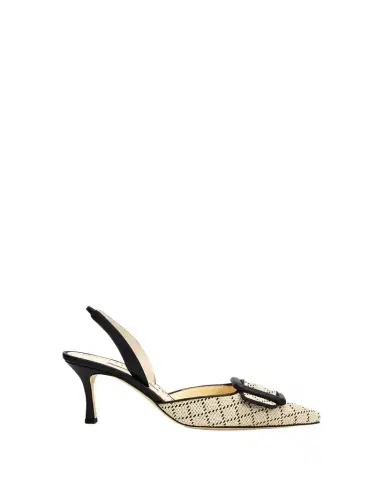Manolo Blahnik 70mm Mayslibi Raffia Slingback Pumps | Thumbnail 1 Manolo Blahnik 70mm Mayslibi Raffia Slingback Pumps | Thumbnail 1