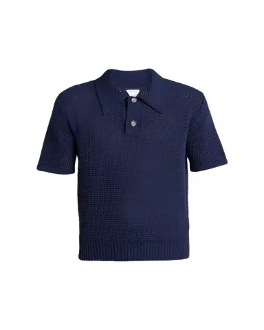 Bottega Veneta Men's Cotton and Wool Crochet Polo Shirt | Thumbnail 1