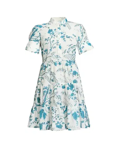 Erdem Floral Cotton-Linen Tiered Mini Shirtdress | Thumbnail 1 Erdem Floral Cotton-Linen Tiered Mini Shirtdress | Thumbnail 1