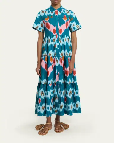 Erdem Abstract-Print Cotton Tiered Midi Shirtdress | Thumbnail 2