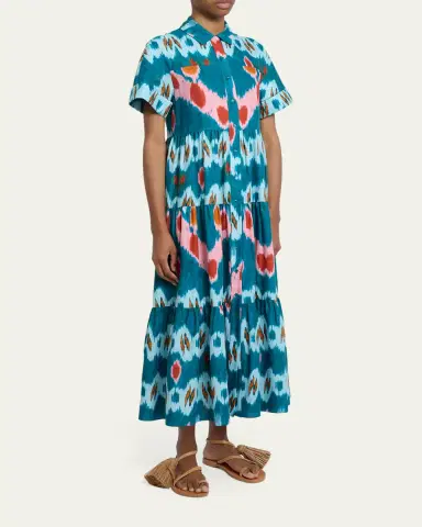 Erdem Abstract-Print Cotton Tiered Midi Shirtdress | Thumbnail 4