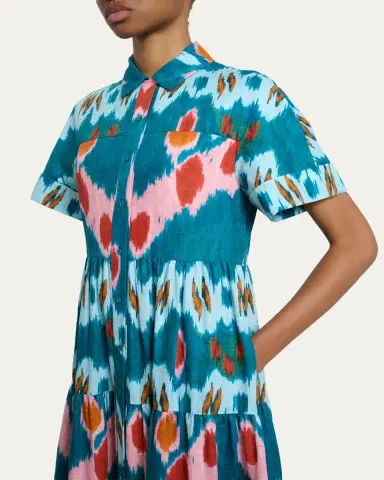Erdem Abstract-Print Cotton Tiered Midi Shirtdress | Thumbnail 5