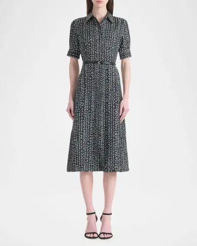Altuzarra Kieran Abstract-Print Short-Sleeve Midi Shirtdress With Belt | Thumbnail 3 Altuzarra Kieran Abstract-Print Short-Sleeve Midi Shirtdress With Belt | Thumbnail 3