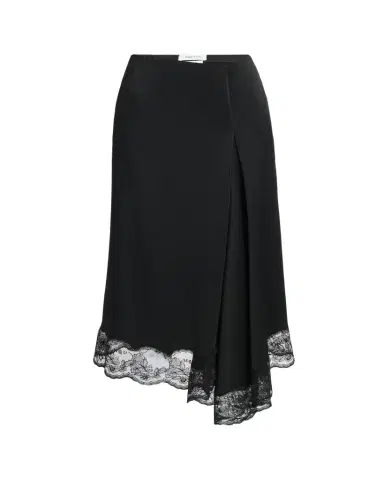 Alexander McQueen Asymmetric Lace-Trim Satin Midi Skirt | Thumbnail 1
