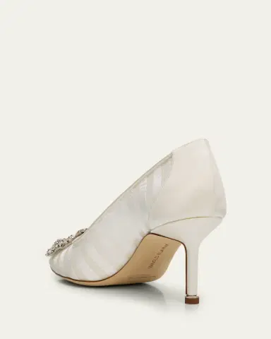 Manolo Blahnik 70mm Hangisila Organza Jewel-Buckle Pumps | Thumbnail 2