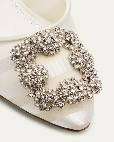 Manolo Blahnik 70mm Hangisila Organza Jewel-Buckle Pumps | Thumbnail 3