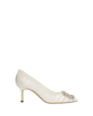 Manolo Blahnik 70mm Hangisila Organza Jewel-Buckle Pumps | Thumbnail 1