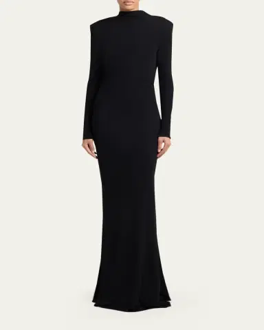 Tom Ford Mock-Neck Strong-Shoulder Cutout Gown | Thumbnail 2 Tom Ford Mock-Neck Strong-Shoulder Cutout Gown | Thumbnail 2