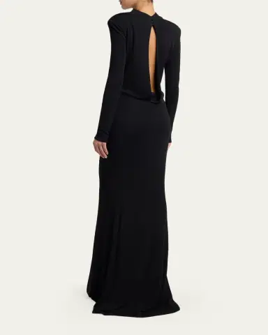 Tom Ford Mock-Neck Strong-Shoulder Cutout Gown | Thumbnail 3 Tom Ford Mock-Neck Strong-Shoulder Cutout Gown | Thumbnail 3