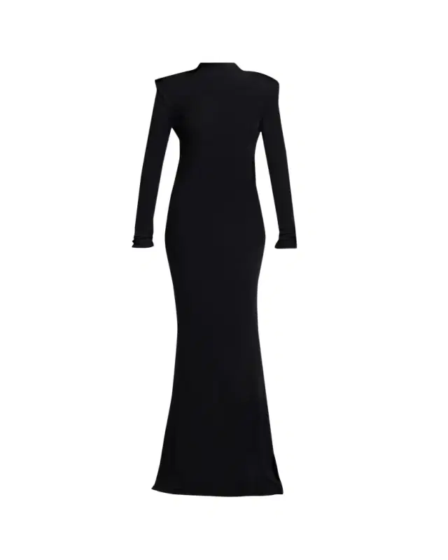 TOM FORD Mock-Neck Strong-Shoulder Cutout Gown