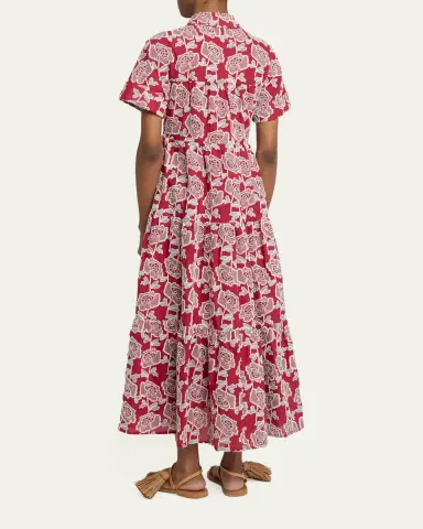 Erdem Embroidered Cotton Tiered Midi Shirtdress | Thumbnail 3 Erdem Embroidered Cotton Tiered Midi Shirtdress | Thumbnail 3