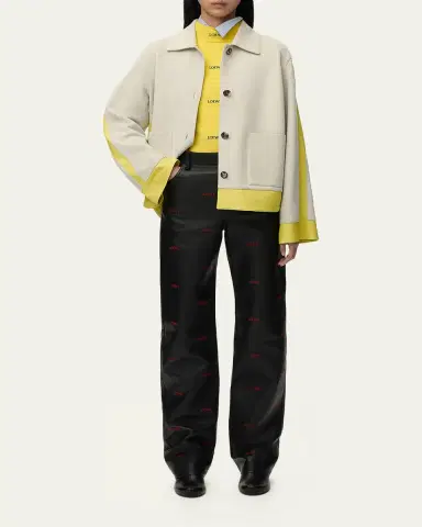 Loewe Turn Up Leather Colorblock Jacket | Thumbnail 2