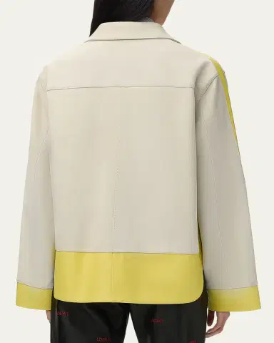 Loewe Turn Up Leather Colorblock Jacket | Thumbnail 3
