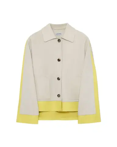 Loewe Turn Up Leather Colorblock Jacket | Thumbnail 1