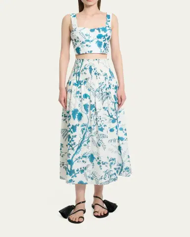 Erdem Floral Cotton-Linen Midi Skirt | Thumbnail 2 Erdem Floral Cotton-Linen Midi Skirt | Thumbnail 2