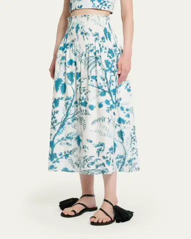 Erdem Floral Cotton-Linen Midi Skirt | Thumbnail 4 Erdem Floral Cotton-Linen Midi Skirt | Thumbnail 4