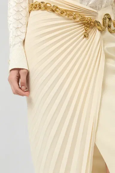 Roberto Cavalli Ivory Midi Pleated Skirt | Thumbnail 4 Roberto Cavalli Ivory Midi Pleated Skirt | Thumbnail 4