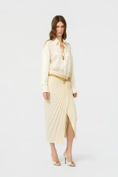 Roberto Cavalli Ivory Midi Pleated Skirt | Thumbnail 6 Roberto Cavalli Ivory Midi Pleated Skirt | Thumbnail 6