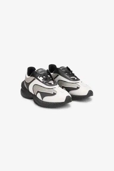 Roberto Cavalli White and Black Chunky Leather Sneakers | Thumbnail 2