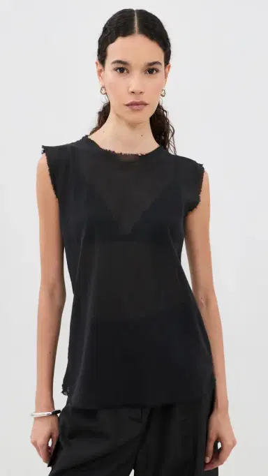 ALL THREE Iris Gauze Tank Black | Thumbnail 2