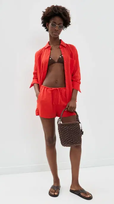 Z Supply Perfect Airy Button Down Shirt Lychee | Thumbnail 5