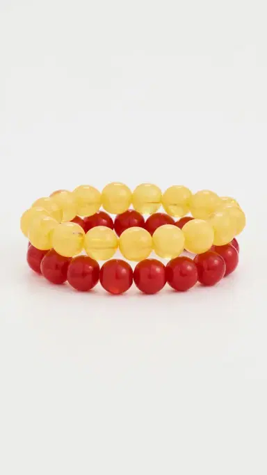BaubleBar Jane Warm Toned Beaded Bracelet Set Red | Thumbnail 2