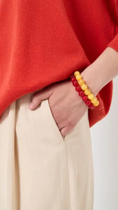 BaubleBar Jane Warm Toned Beaded Bracelet Set Red | Thumbnail 3
