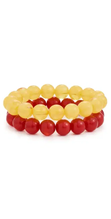 BaubleBar Jane Warm Toned Beaded Bracelet Set Red | Thumbnail 1