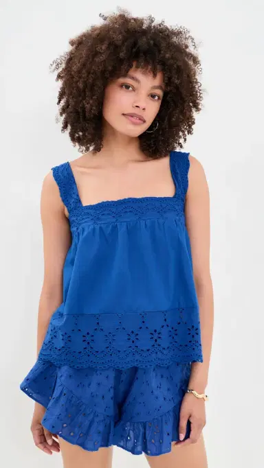 Playa Lucila Eyelet Tank Blue L | Thumbnail 2