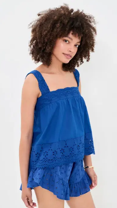 Playa Lucila Eyelet Tank Blue L | Thumbnail 4
