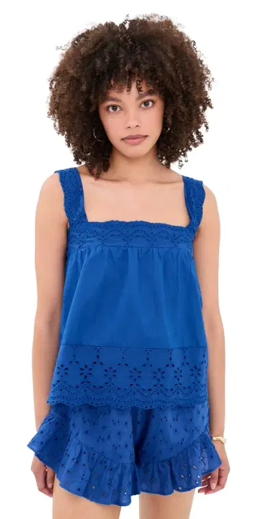 Playa Lucila Eyelet Tank Blue L | Thumbnail 1
