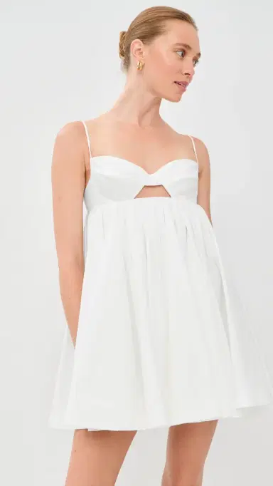 Simkhai Janie Cotton Mini Dress White 8 | Thumbnail 2