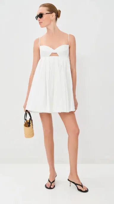 Simkhai Janie Cotton Mini Dress White 8 | Thumbnail 5