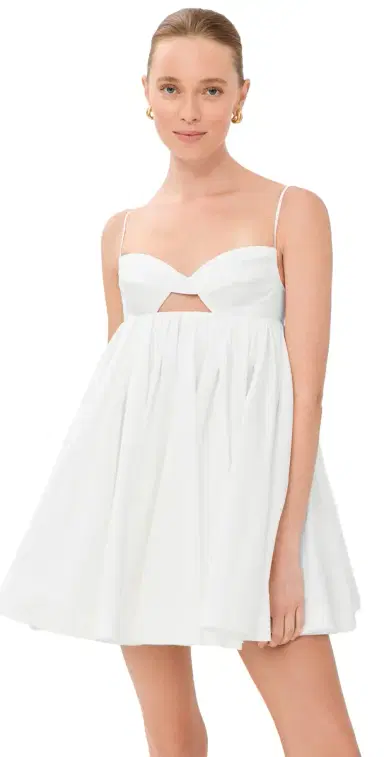Simkhai Janie Cotton Mini Dress White 8 | Thumbnail 1