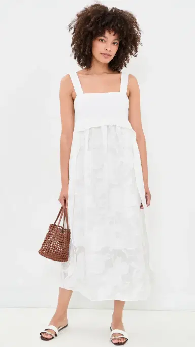 Vince Coupe Mixed Media Dress Off White | Thumbnail 5