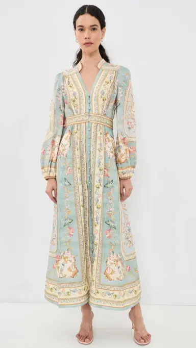 Zimmermann Roselight Plunge Dress Blue Tapestry Floral 0 | Thumbnail 2 Zimmermann Roselight Plunge Dress Blue Tapestry Floral 0 | Thumbnail 2