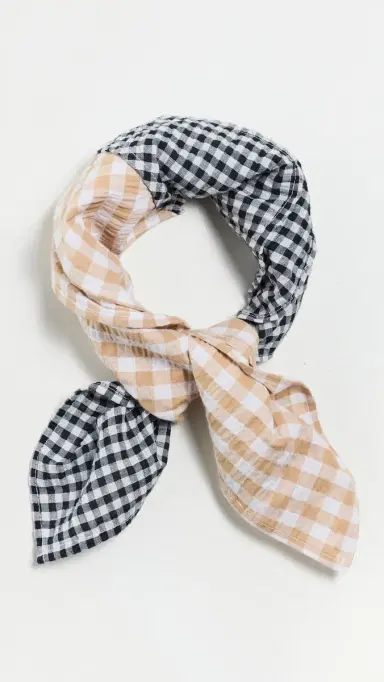 LE BOP Gingham Check Bandana Khaki/Navy Check One Size | Thumbnail 2