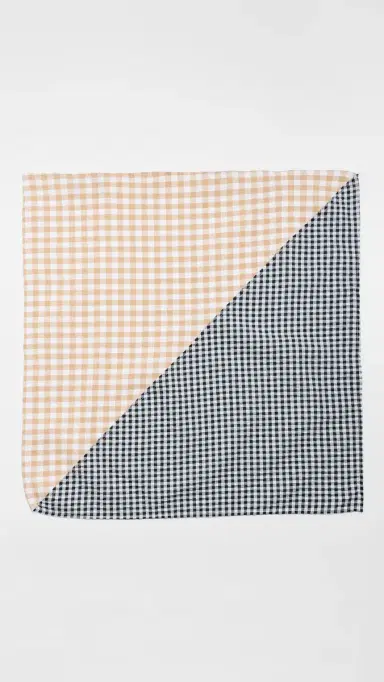 LE BOP Gingham Check Bandana Khaki/Navy Check One Size | Thumbnail 5