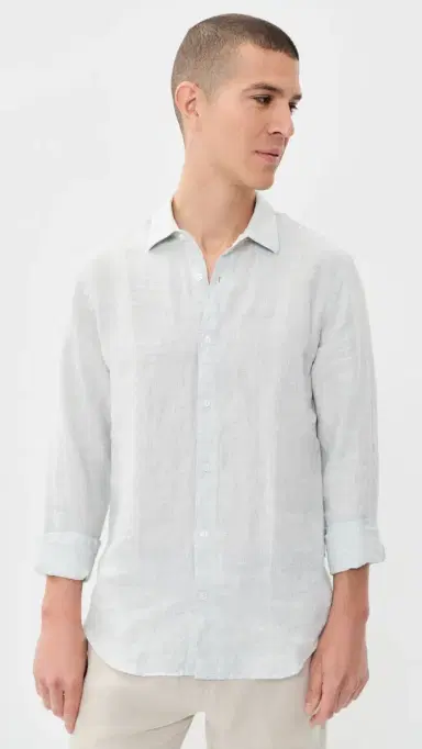Orlebar Brown Giles Linen Classic Shirt White Jade/White | Thumbnail 2 Orlebar Brown Giles Linen Classic Shirt White Jade/White | Thumbnail 2