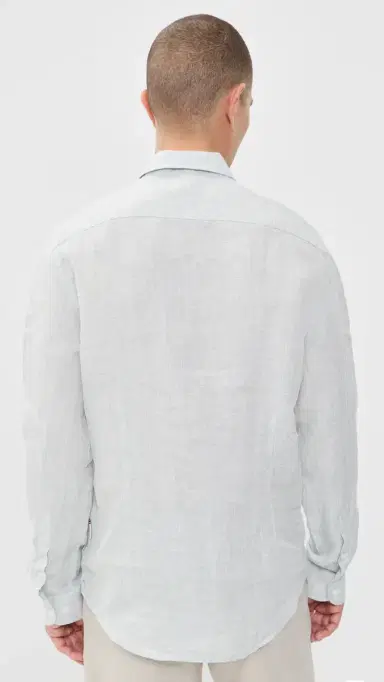 Orlebar Brown Giles Linen Classic Shirt White Jade/White | Thumbnail 3 Orlebar Brown Giles Linen Classic Shirt White Jade/White | Thumbnail 3