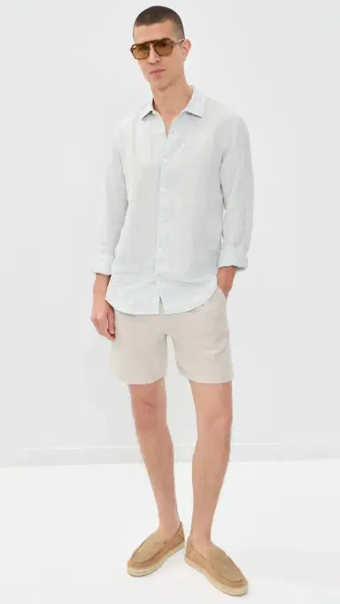 Orlebar Brown Giles Linen Classic Shirt White Jade/White | Thumbnail 5 Orlebar Brown Giles Linen Classic Shirt White Jade/White | Thumbnail 5