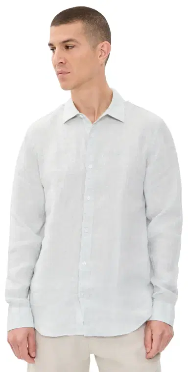 Orlebar Brown Giles Linen Classic Shirt White Jade/White | Thumbnail 1 Orlebar Brown Giles Linen Classic Shirt White Jade/White | Thumbnail 1