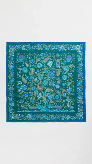 LIBERTY Tree of Life Silk Scarf Dark Green One Size | Thumbnail 4